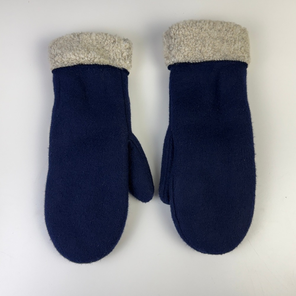 Navy‎ Fleece Mittens Sherpa Cuff Made in USA Puffin Down